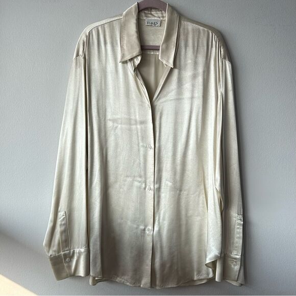 RAEY Cream Satin Button-Up Shirt - Picture 1 of 16